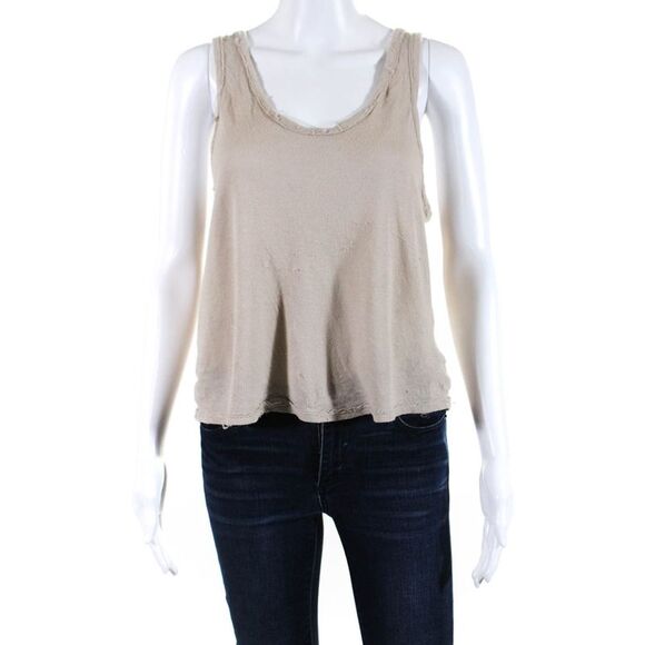 Alexander Wang Womens Distressed Scoop Neck Pullover Tank Top Beige Size XS - Picture 1 of 4